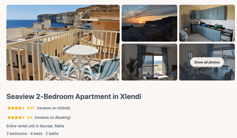 Seaview Apartment Xlendi